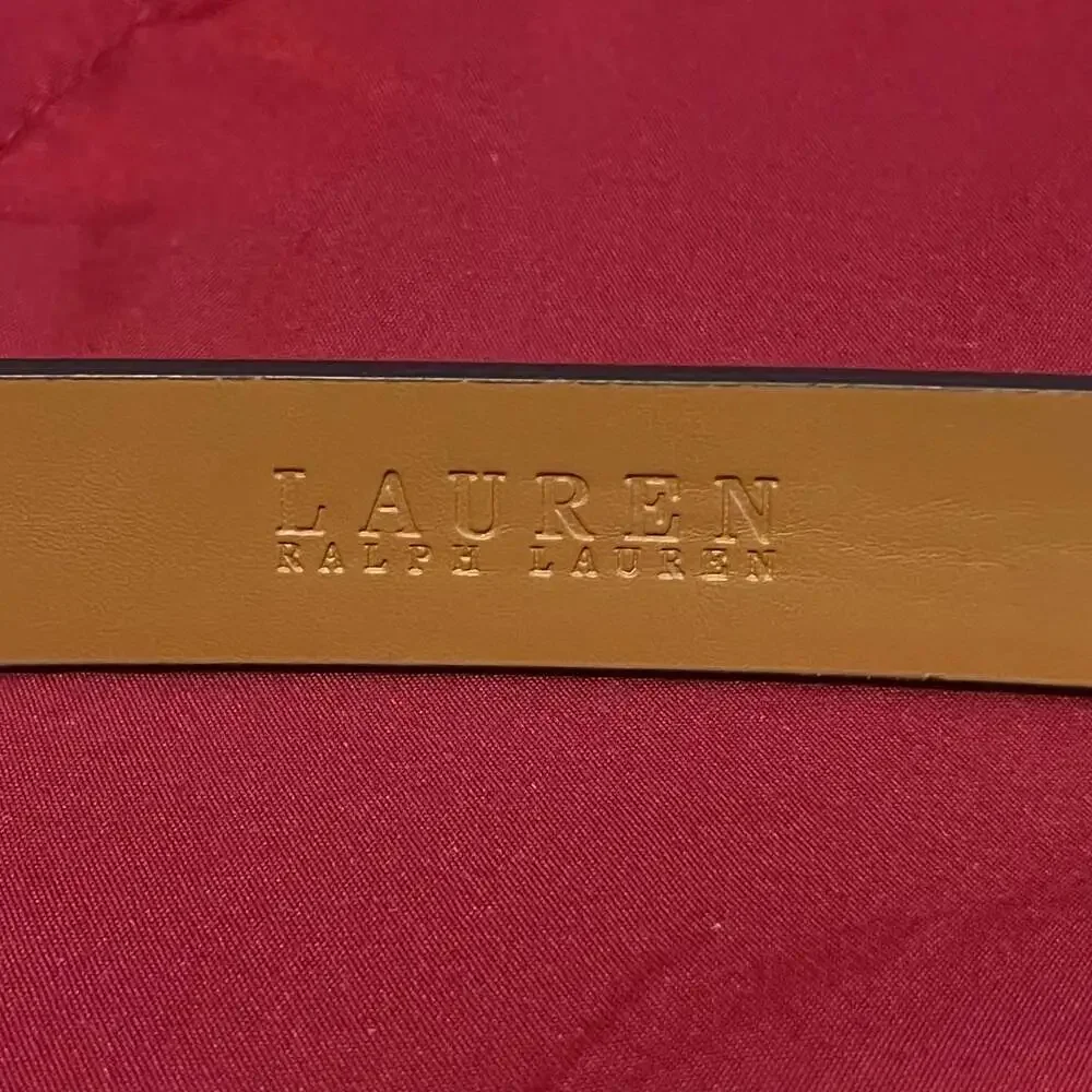 Lauren Ralph Lauren Women's Pebbled Leather Skinny Belt US L/ 37” Navy - Picture 2 of 8